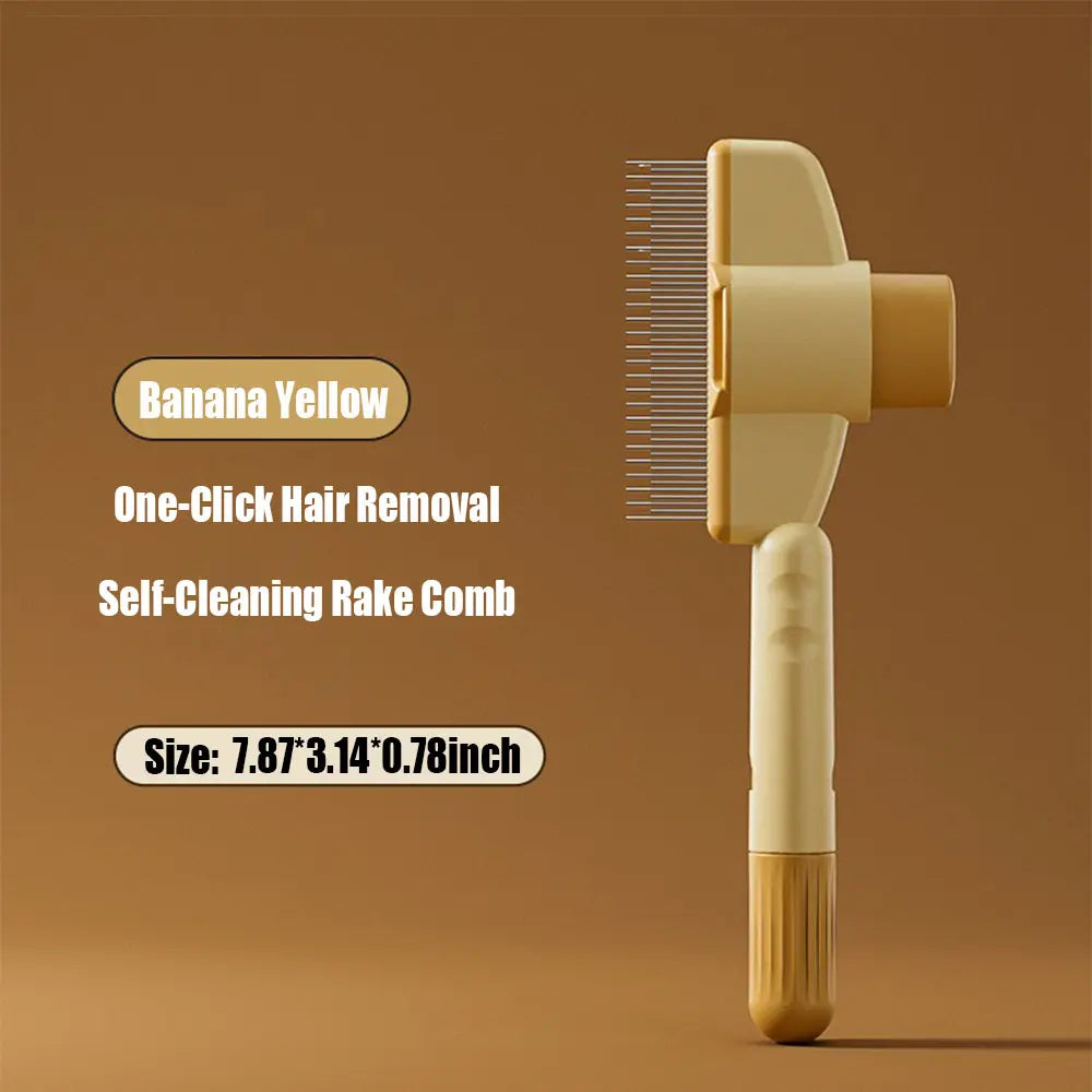 Ultimate Self-Cleaning Pet Comb for Dogs and Cats - Stainless Steel Teeth for Effortless Shedding and Tangle Removal