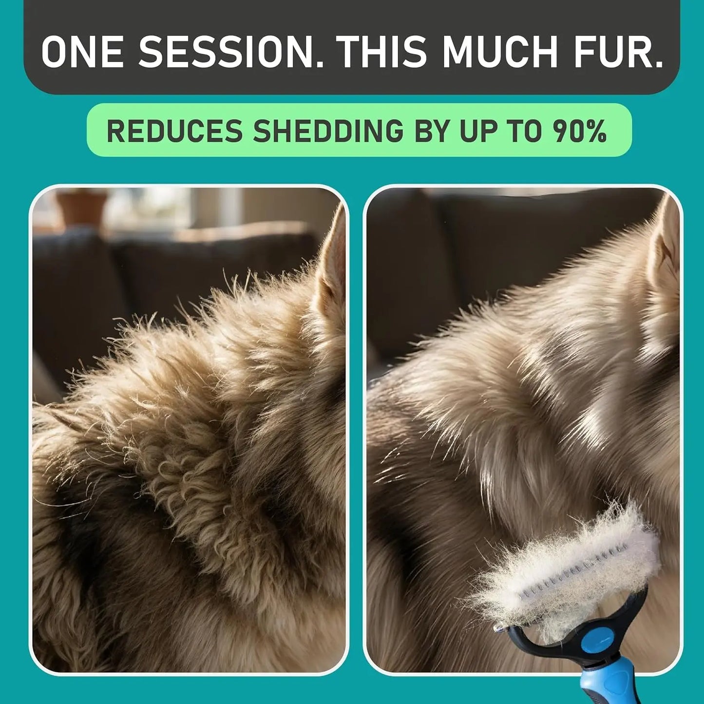 Transform Your Pet's Grooming Routine with the Dual-Sided Original Pet Grooming Brush - Effortlessly Reduce Shedding by 95% for Dogs and Cats!