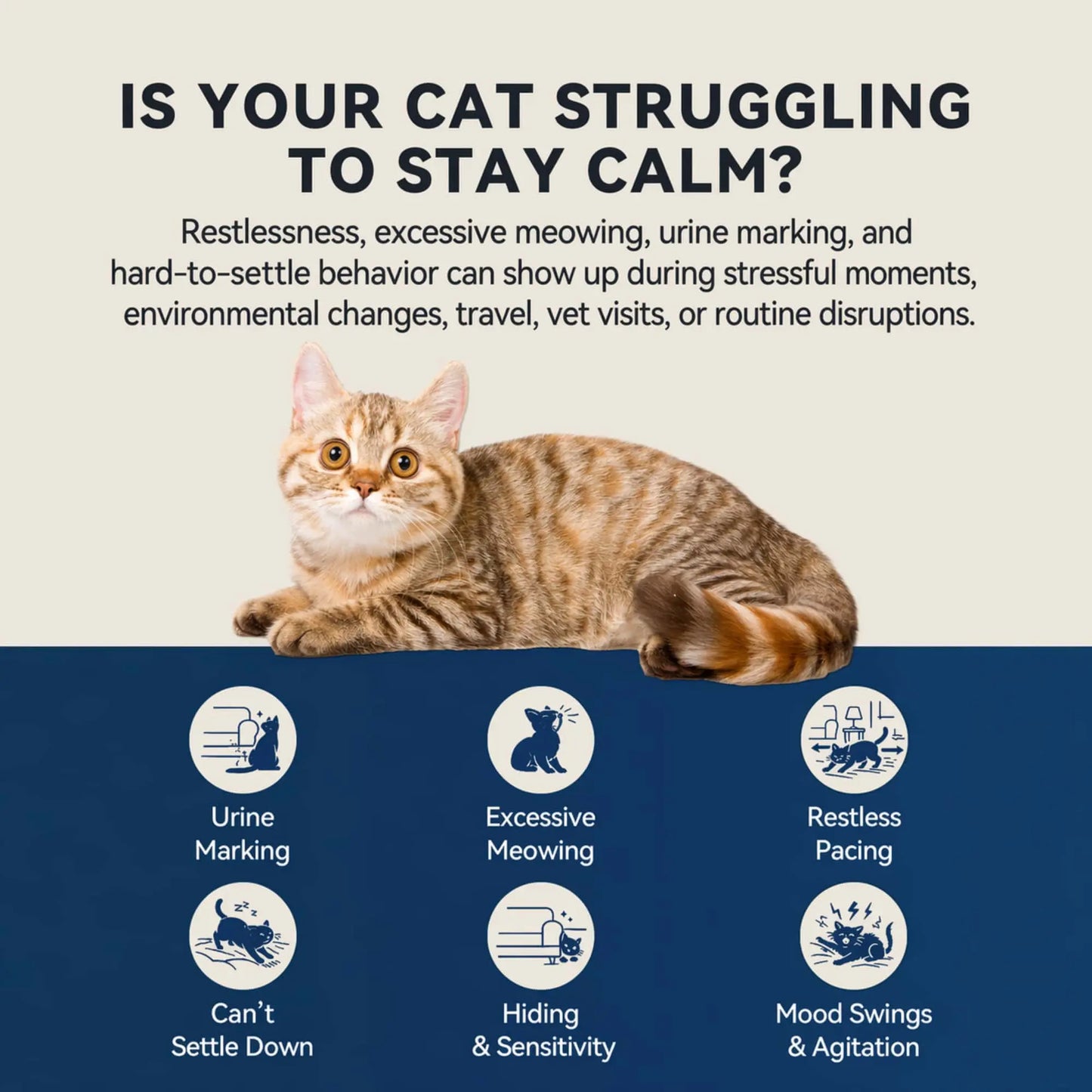 VENAVE Calming Chews for Cats - Helps Support Calm Behavior for Stress, Urine Marking, Excessive Meowing & Restless Behavior, 120 Soft Chews