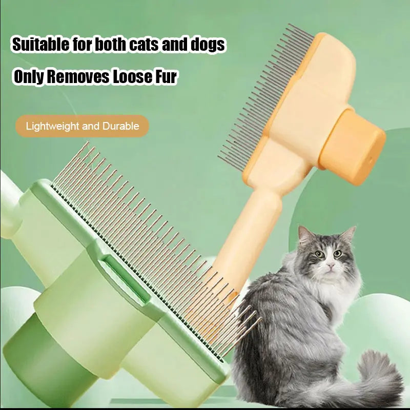 Ultimate Self-Cleaning Pet Comb for Dogs and Cats - Stainless Steel Teeth for Effortless Shedding and Tangle Removal