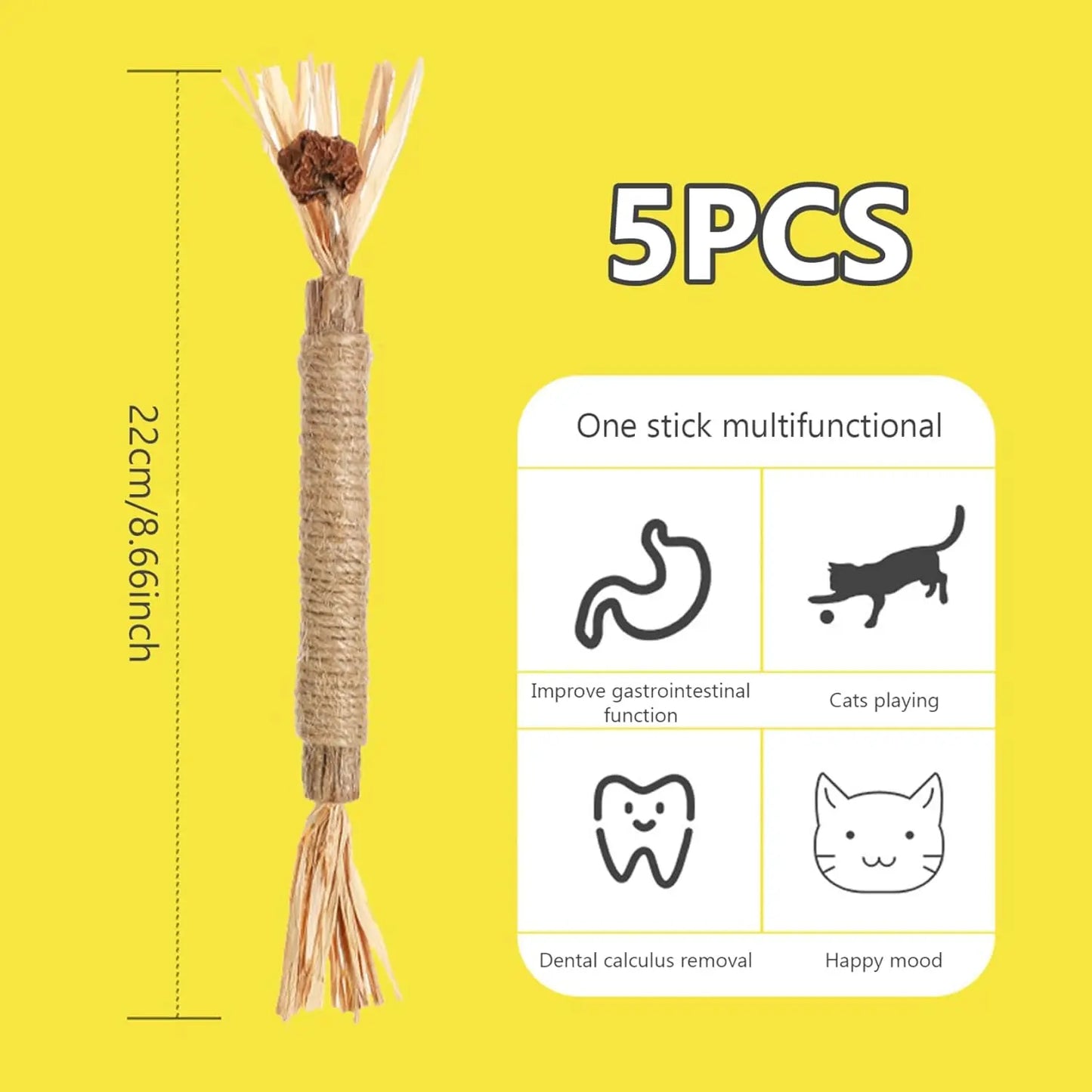 Natural Silvervine Chew Sticks for Cats - Premium Interactive Toy for Teething and Dental Health