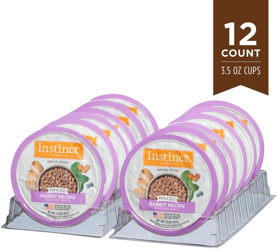 Delicious Grain-Free Rabbit Cat Food Cups - High Protein & Savory Gravy, 3.5 Oz. (Pack of 12)
