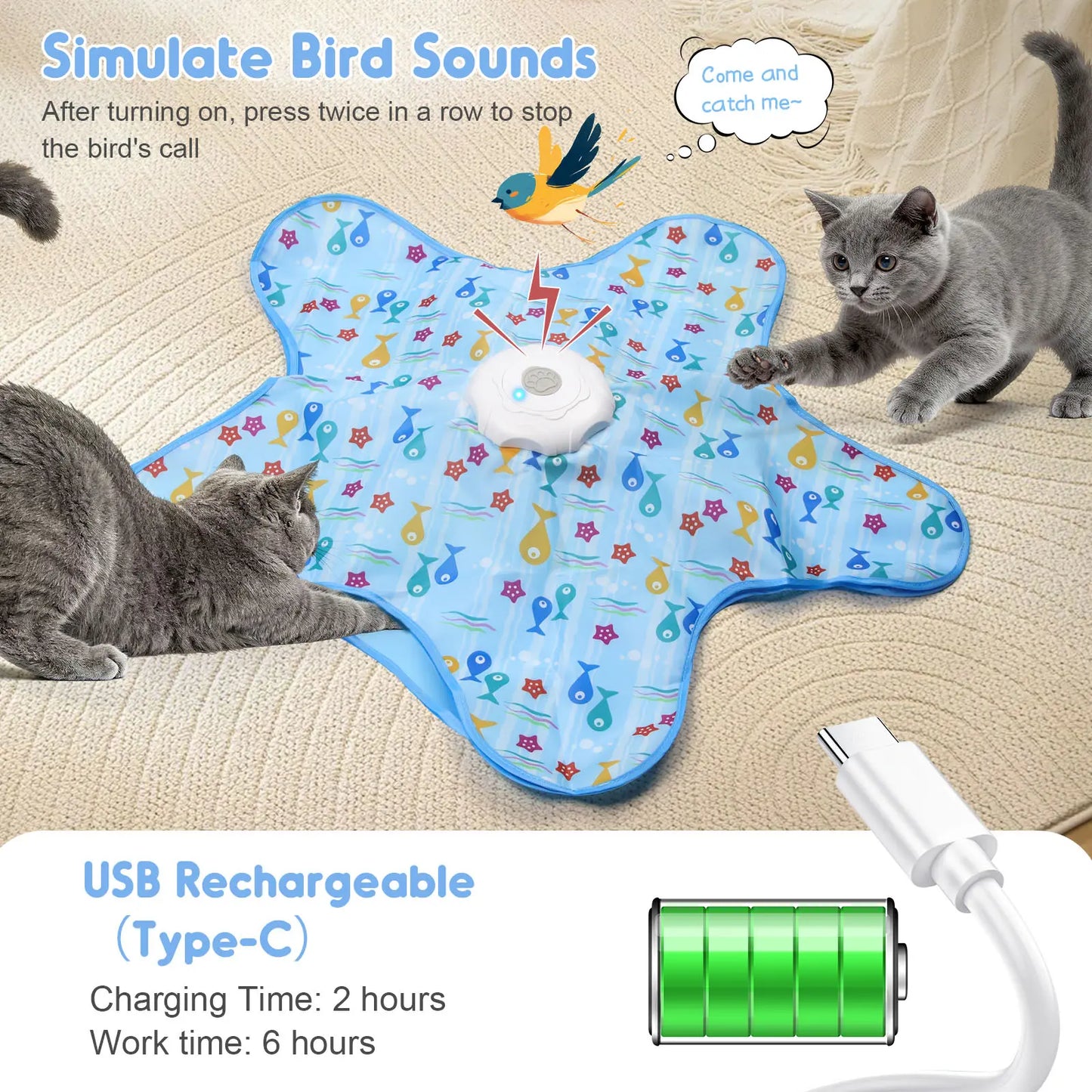 Exciting Interactive Feather Toy for Cats - Rechargeable Hide and Seek Fun for Indoor Playtime!