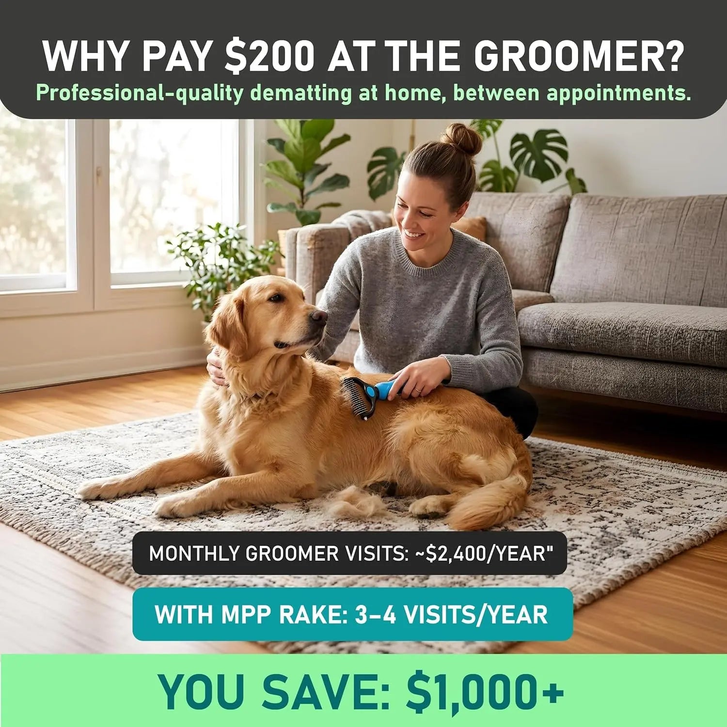 Transform Your Pet's Grooming Routine with the Dual-Sided Original Pet Grooming Brush - Effortlessly Reduce Shedding by 95% for Dogs and Cats!