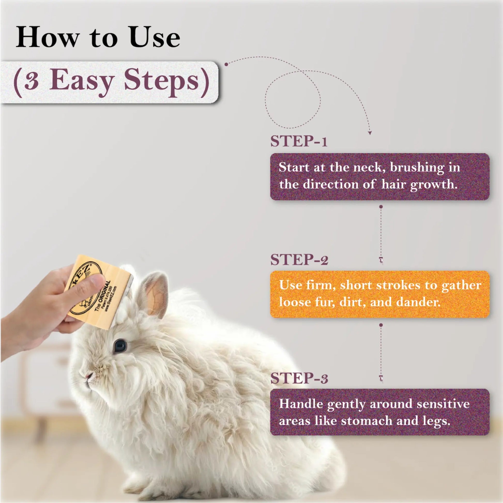 SleekEZ Cat Grooming Brush - Effortless Shedding & Fur Removal with Wooden Handle and Stainless Steel Blade for Indoor Cats and Small Pets