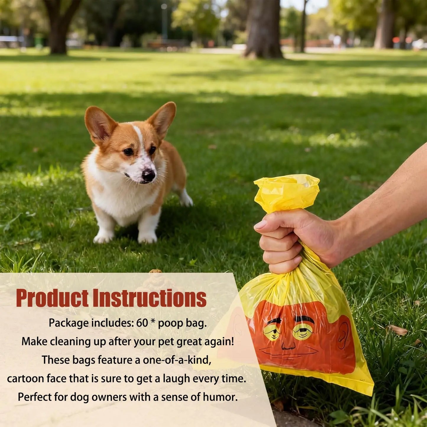 Laugh Out Loud with Our Funny Dog Poop Bags - 60 Count of Hilarious Prank Bags for Pet Owners!