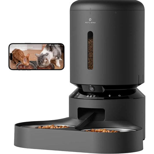 Revolutionize Pet Care with the PETLIBRO Automatic Cat Feeder: 1080P HD Camera, Dual Tray, and Smart Notifications for Cats and Dogs!