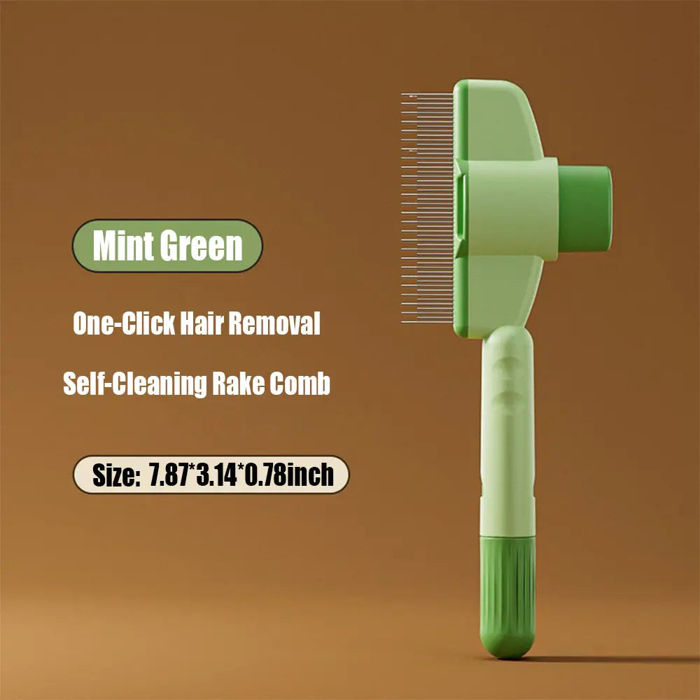 Ultimate Self-Cleaning Pet Comb for Dogs and Cats - Stainless Steel Teeth for Effortless Shedding and Tangle Removal