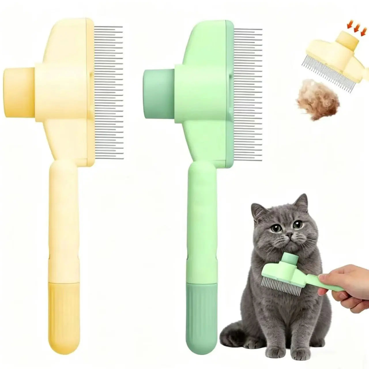 Ultimate Self-Cleaning Pet Comb for Dogs and Cats - Stainless Steel Teeth for Effortless Shedding and Tangle Removal