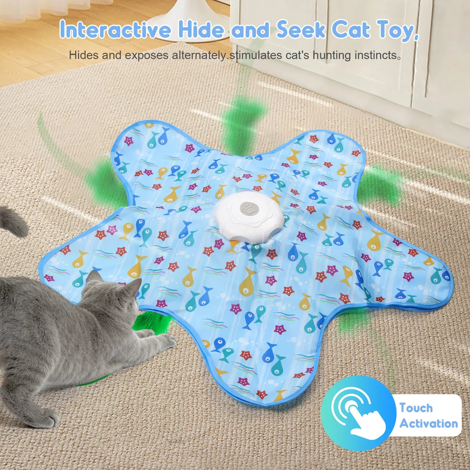 Exciting Interactive Feather Toy for Cats - Rechargeable Hide and Seek Fun for Indoor Playtime!