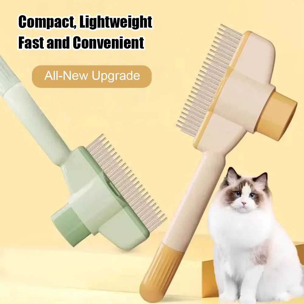 Ultimate Self-Cleaning Pet Comb for Dogs and Cats - Stainless Steel Teeth for Effortless Shedding and Tangle Removal