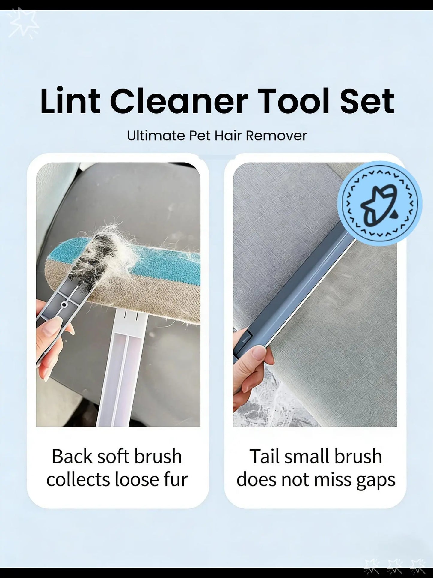 Ultimate 4-In-1 Pet Fur Remover Brush & Washable Cleaning Gloves Set - Effortless Indoor Pet Hair Removal