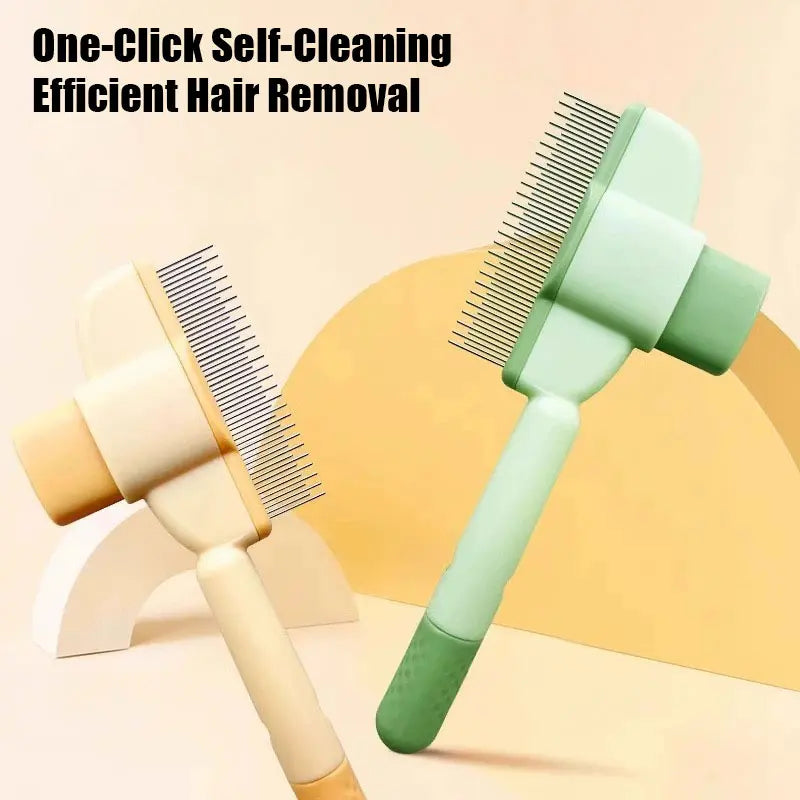 Ultimate Self-Cleaning Pet Comb for Dogs and Cats - Stainless Steel Teeth for Effortless Shedding and Tangle Removal
