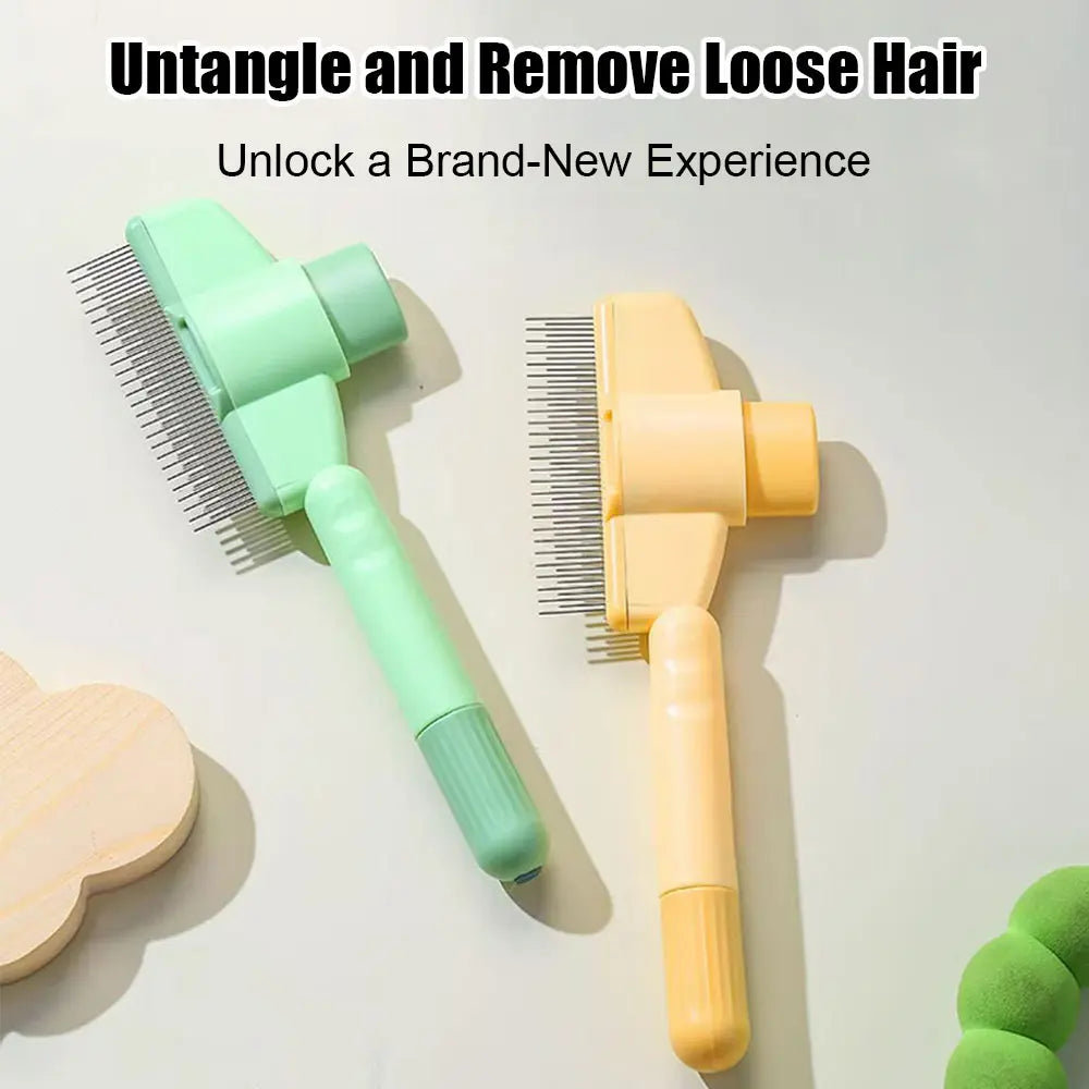 Ultimate Self-Cleaning Pet Comb for Dogs and Cats - Stainless Steel Teeth for Effortless Shedding and Tangle Removal