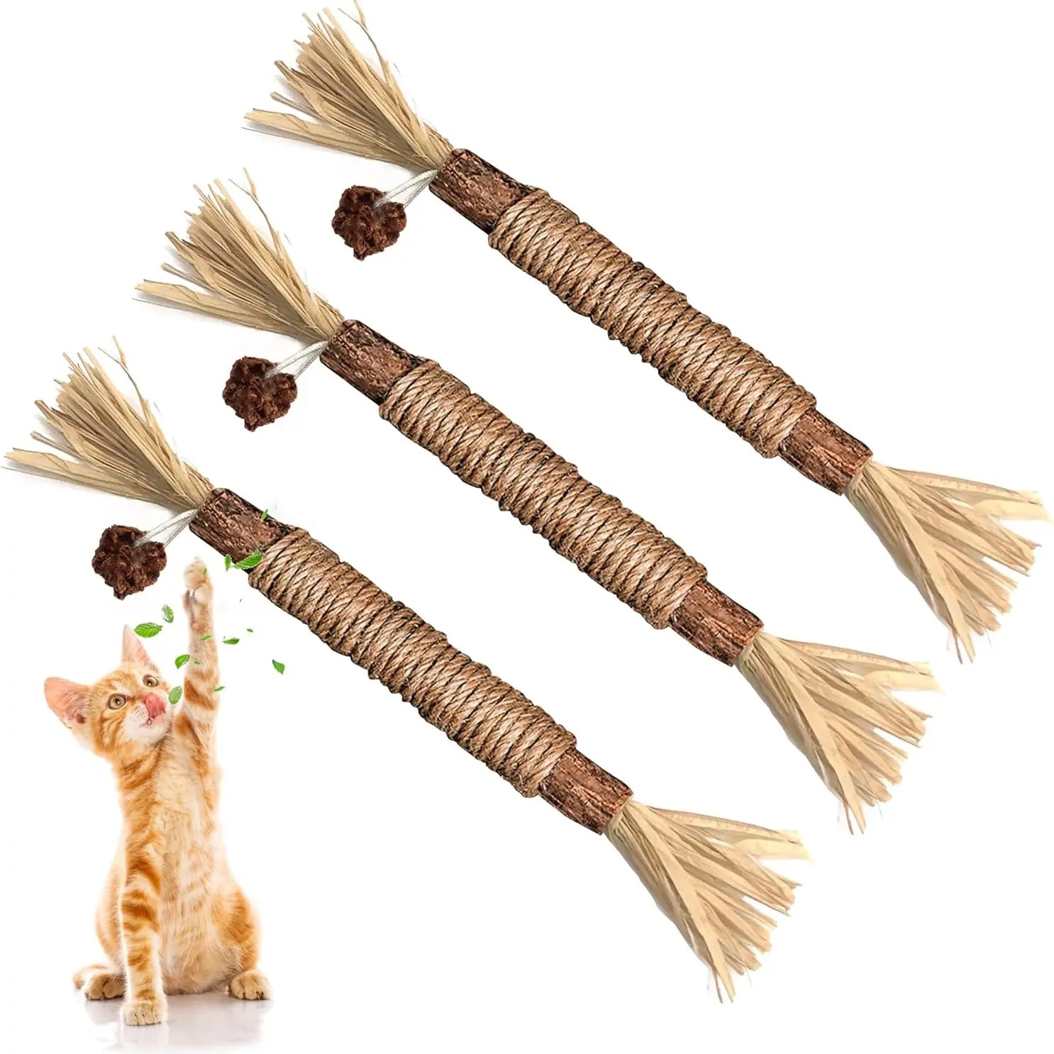 Natural Silvervine Chew Sticks for Cats - Premium Interactive Toy for Teething and Dental Health